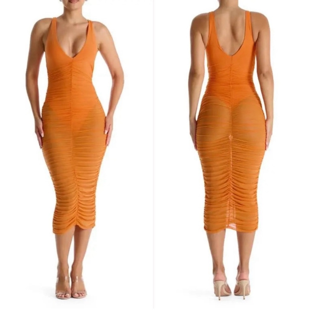 NWT Naked Wardrobe Orange Midi Dress